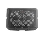 Black laptop cooling pad with mesh surface and multiple fans for optimal tech gadget performance