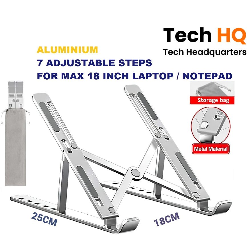 Adjustable Metal Laptop Stand – Foldable & Portable, 7 Height Levels