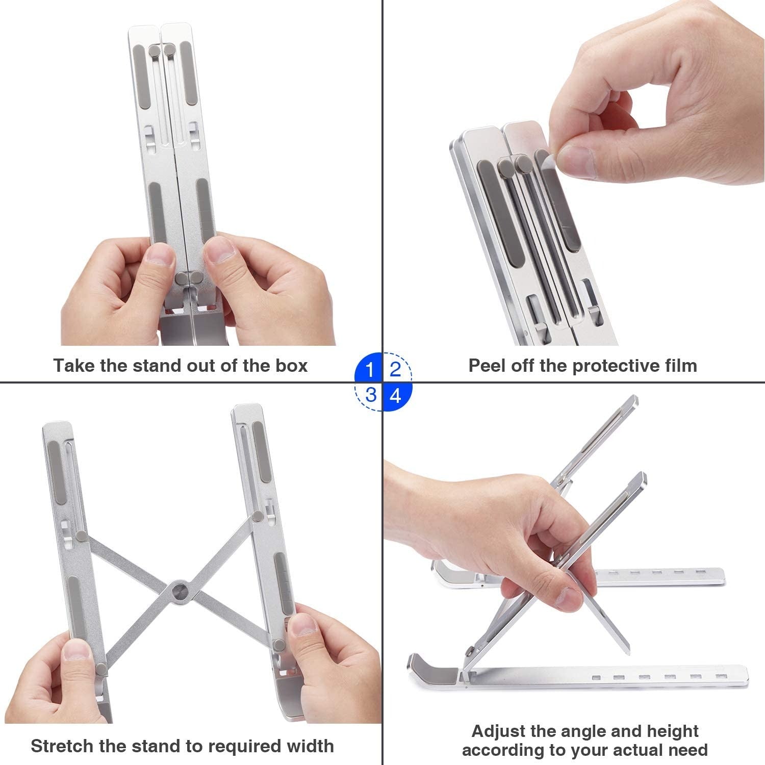 Adjustable Metal Laptop Stand – Foldable & Portable, 7 Height Levels