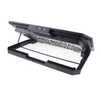 Black laptop cooling pad with dual fans and USB ports for optimal tech gadget performance