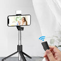 Wireless selfie stick tripod with phone mount and remote shutter for vlogging