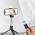 Wireless selfie stick tripod with phone mount and remote shutter for vlogging