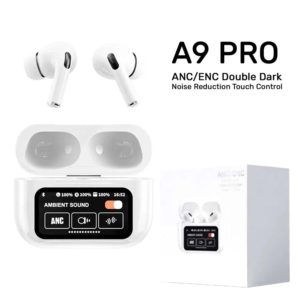 A9 Pro Wireless Earbuds with LED Display ANC/ENC Noise Cancelling Bluetooth Earphones, Touch Control