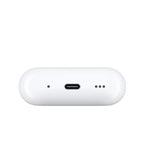 White wireless earbud charging case with USB-C port and status indicators
