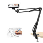 Adjustable drawing arm holder for artists, ideal for sketching and digital art with stable desk clamp