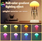 RGB jellyfish lamp with rotating tentacles, full-color gradient lighting for desk ambiance