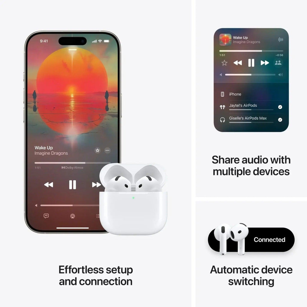 Wireless earbuds with iPhone, effortless setup, share audio, automatic device switching