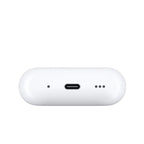 White wireless earbud charging case with USB-C port and status indicators