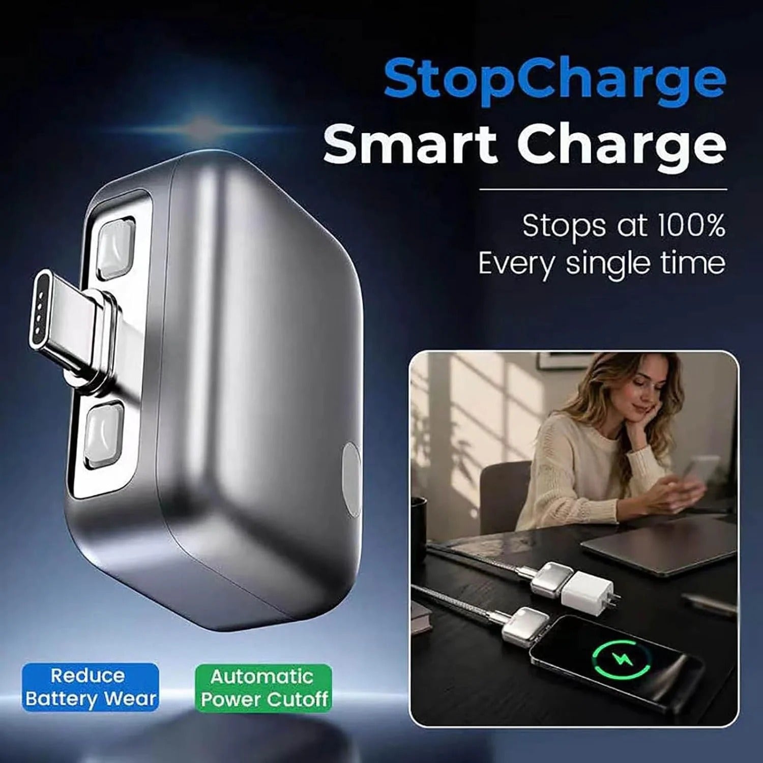 PopGuard 140W Automatic Charging Disconnector Smart Auto Power Cut-Off Battery Guardian Fast Charging Protector for Type-C Devices