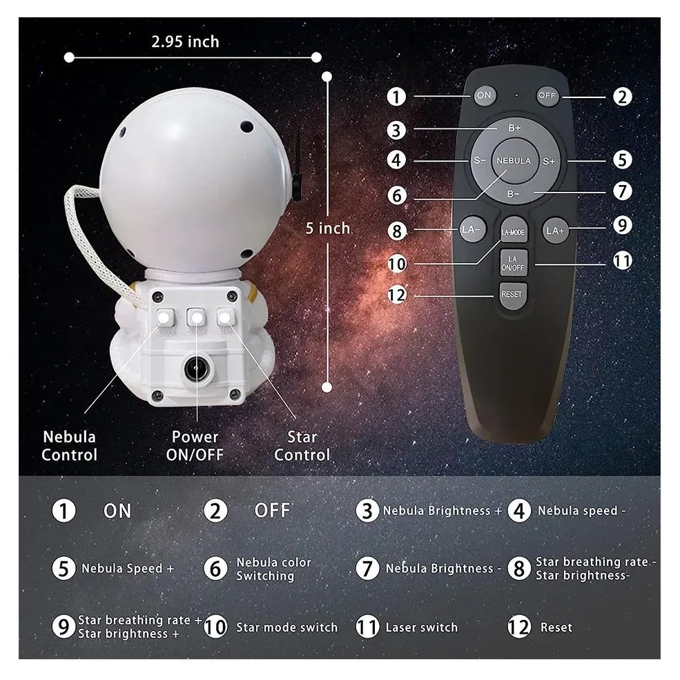 Astronaut Galaxy Projector – Starry Night Light with Remote, RGB Colors
