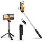 Wireless selfie stick with tripod, extendable design for smartphones, ideal for tech gadgets and mobile photography